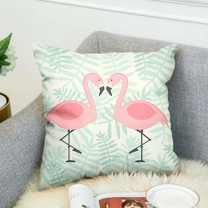 Тропический Фламинго поговорка свобода страсть наволочка льняная подушка для