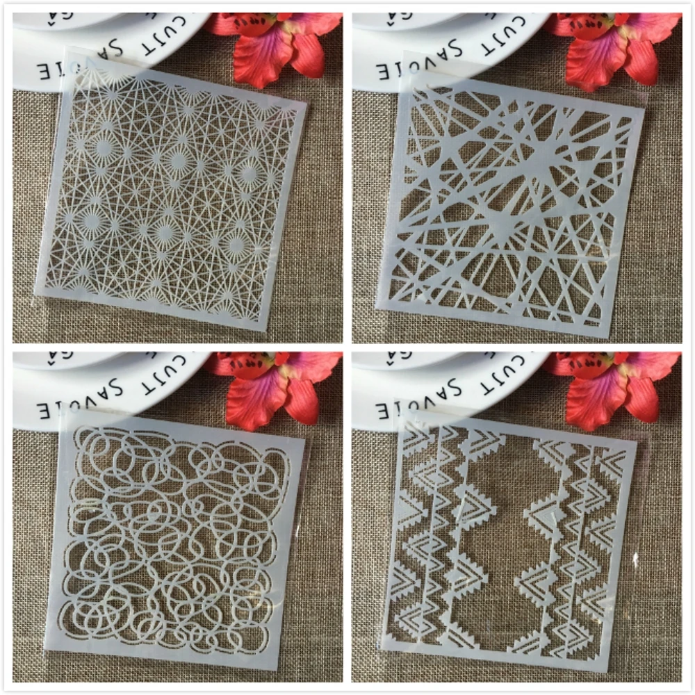 4 шт./компл. 5 &quotОвальная волнистая линия круг DIY Многослойные трафареты живопись