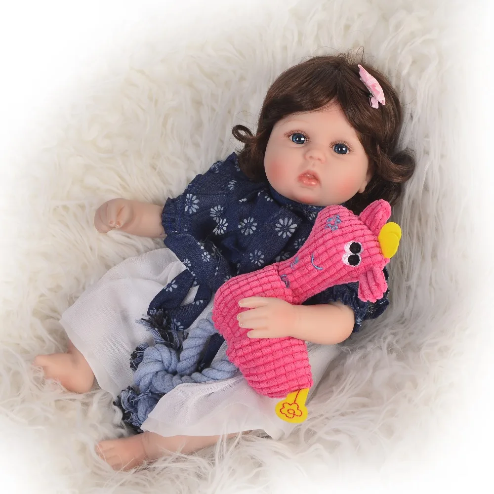 

18"43cm curly girl silicone reborn baby doll toys for children birthday gift bebe doll real doll cotton body BJD doll