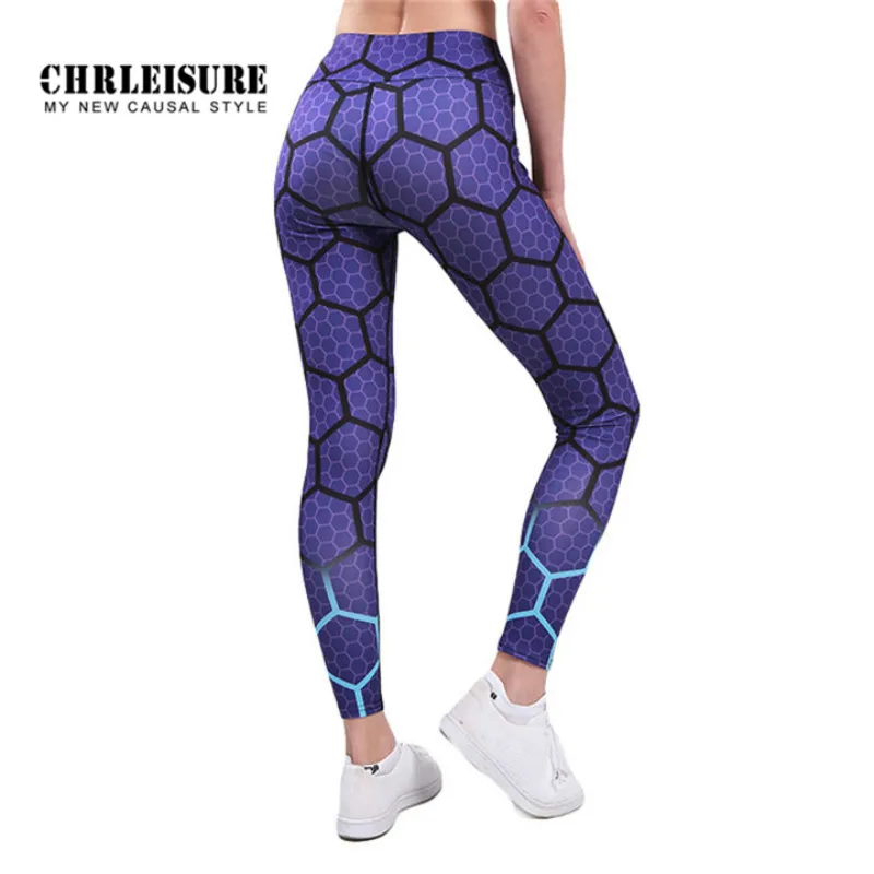 CHRLEISURE модные Цвет печать Для женщин, тренировочные брюки, Фитнес дышащее с эффектом push-up леггинсы полиэстер, эластичные женские сексуальные; леггинсы