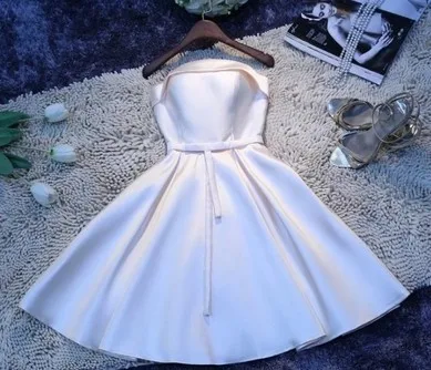 White strapless Милое короткое дизайнерское зеленое платье подружки невесты 3 стиля 8 цветов белый фиолетовый цвет шампанского Бордовые Платья для подружки невесты SW180725 - Цвет: White strapless