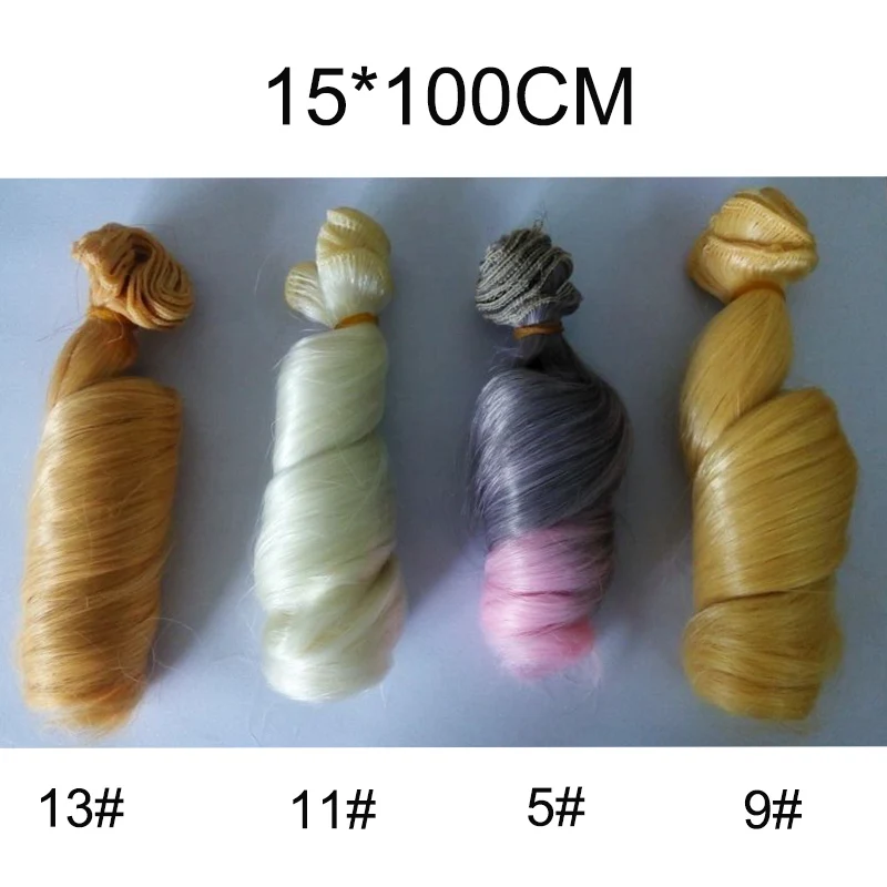 

4PCS/LOT Wholesale High Quality 15*100CM 1/3 1/4 1/6 Wavy Curly Synthetic Doll Hair Wigs For DIY