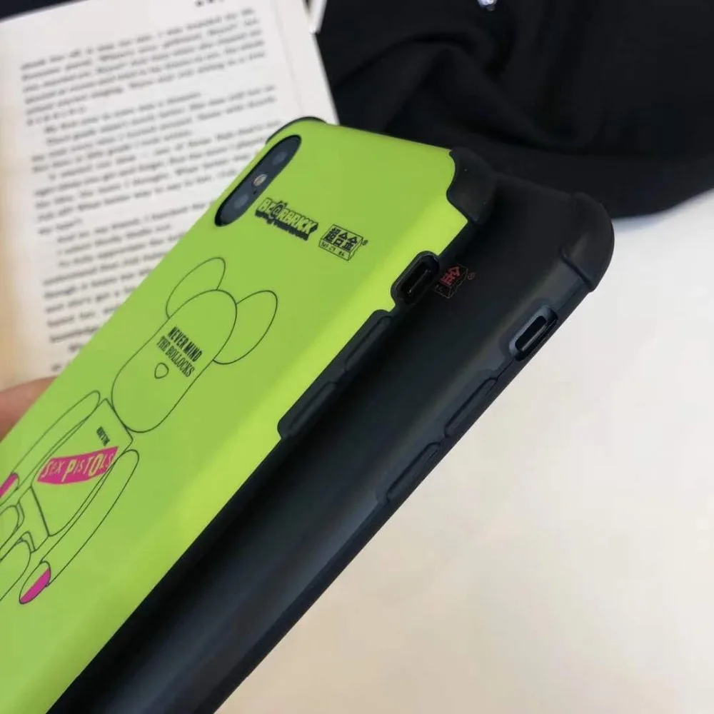 BearBrick четыре угла противоударный для iPhone X XS MAX XR 7 8 Plus 6 6S Мягкий чехол |