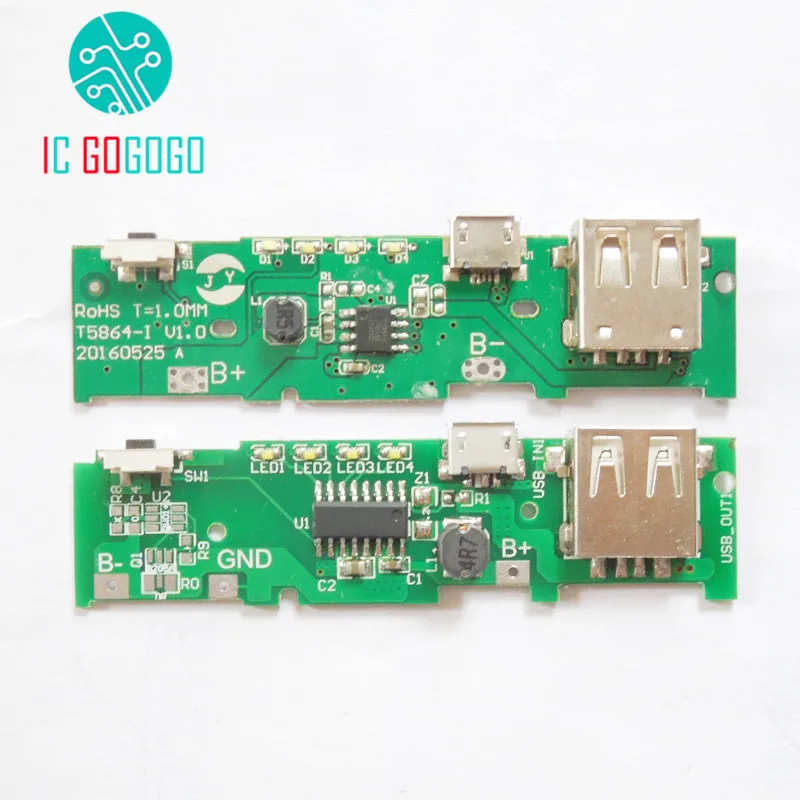 5 В 1A Мощность банк Зарядное устройство модуль зарядки плате Step Up Повышение для