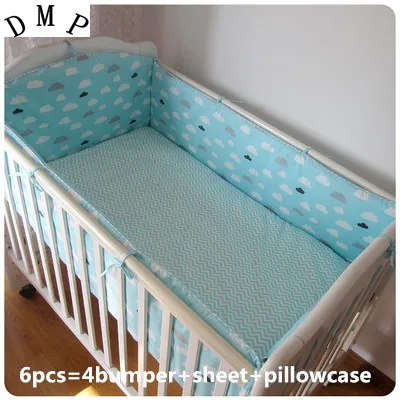 6PCS Baby Cot bedding set Crib Bed Linen juego de cama Bedding Set Includes P include:(bumpers+sheet+pillow cover) |