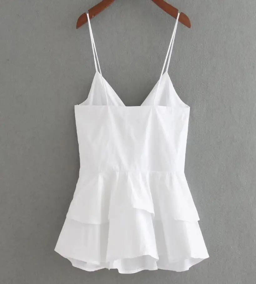 Белый короткий Топ для женщин Лето 2017 топы без рукавов с шейным ремешком Femme