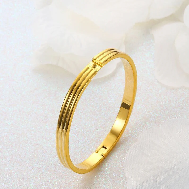 Подарок на день матери Чистый золотой цвет гладкие браслеты и для женщин 18 см
