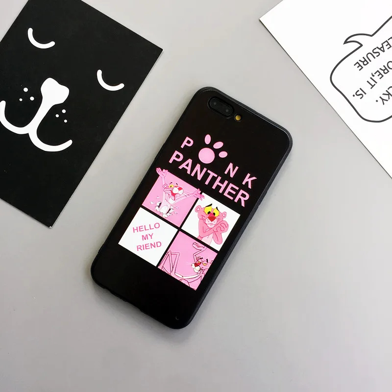For Oppo r11s back case cute for r9s plus Pink Panther phone cover &amp cartoon tempered glass from film soft edge r15 r11 |