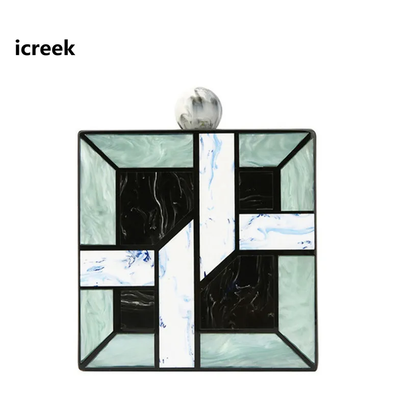 

Новая модная уникальная акриловая вечерняя сумка в клетку с геометрическим рисунком в стиле пэчворк, женские сумки-мессенджеры, Женский По...