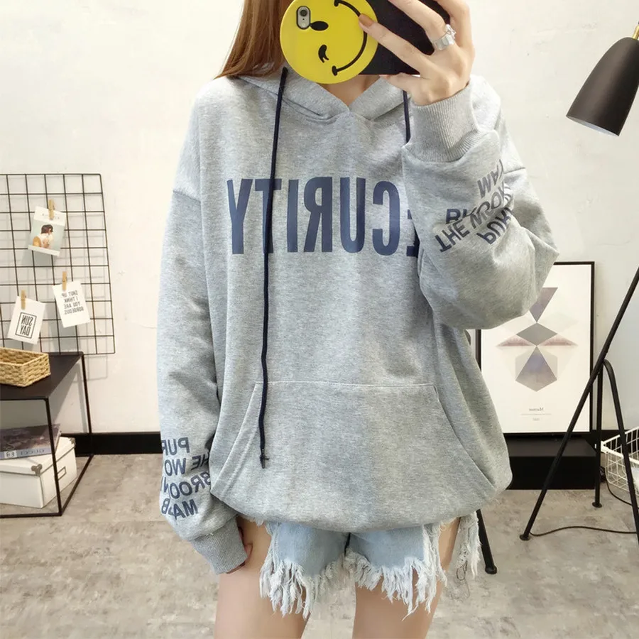 Women Hoodies Sweatshirts Long Sleeve 2017 Autumn Winter Hooded Pullover Hoodie Patchwork Letters Print Coat Ladies Casual Tops |