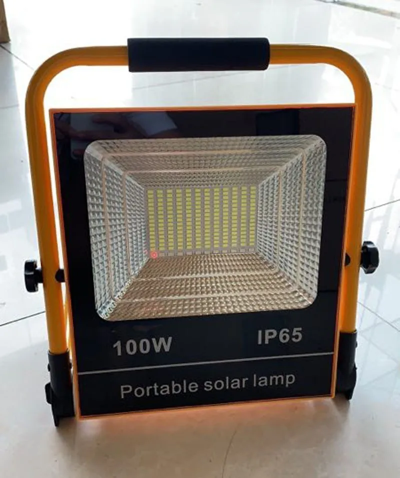 저렴한 10PCS 방수 IP66 50W 100W LED 태양 정원 통합 투광 조명 충전식 휴대용 LED 작업 조명, 비상 홍수 램프