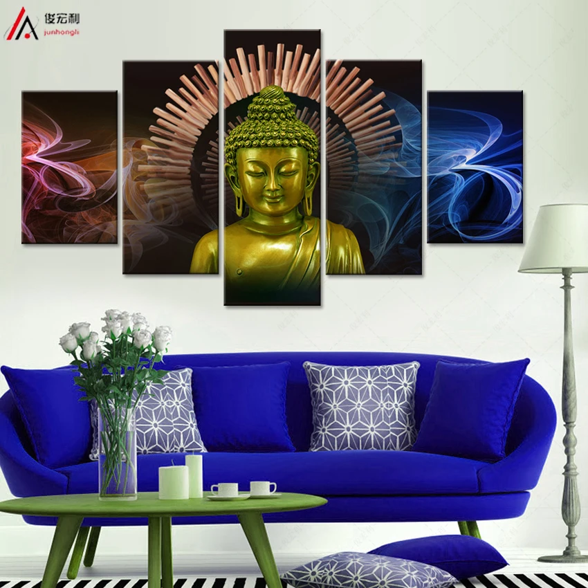 

Oil Paintings Canvas Colorful Buddha Sitting Wall Art Decoration Painting Home Decor On Canvas Modern Wall Prints Artwork (5PCS)