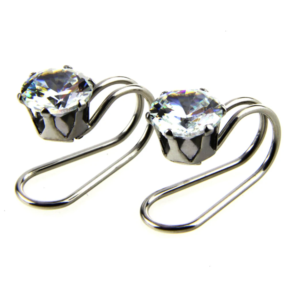 Кольцо клипса из хирургической стали с круглым цирконом 1 шт.|piercing jewelry|fake piercing