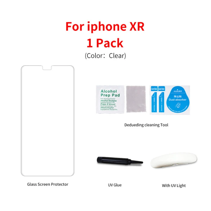 iPhone XR Полный Клей закаленное стекло для apple Iphone 6 7 8 plus УФ жидкий экран протектор для x xr xs xsmax 11 11 pro 11 promax - Цвет: iPhone XR