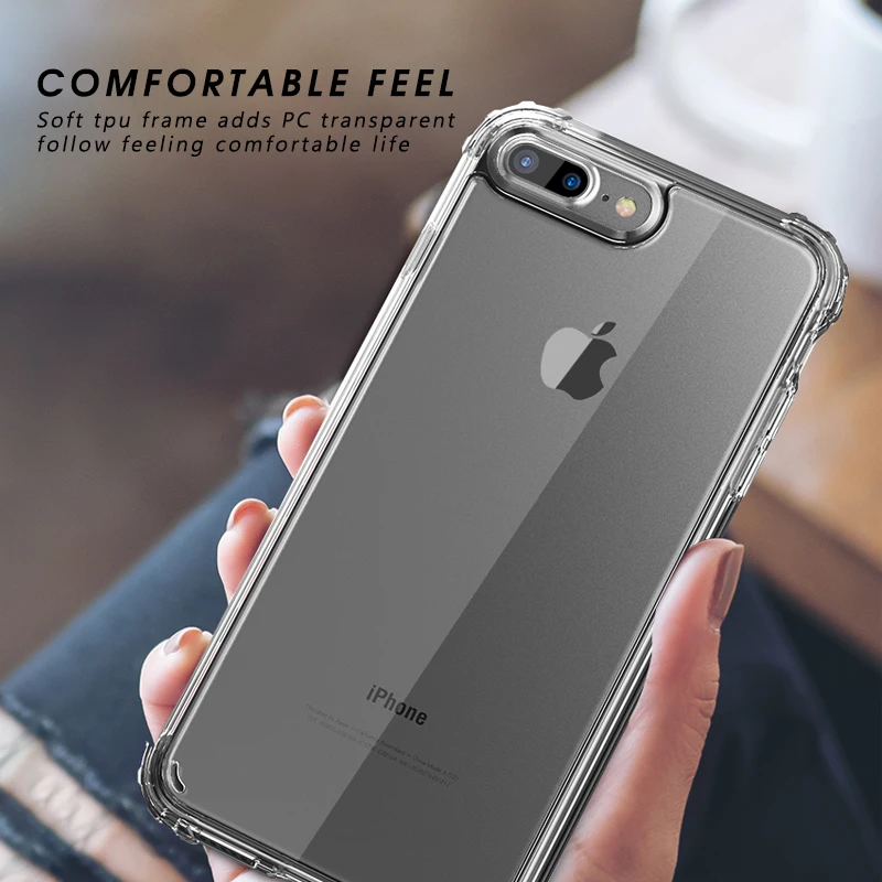 Чехол IPAKY для iPhone 8 7 Plus 6 6s ПК задний бампер из ТПУ Гибридный прозрачный