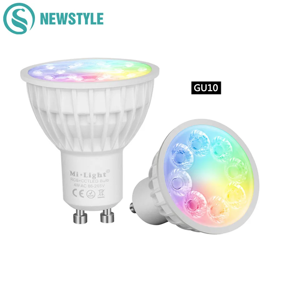 Светодиодная лампа milight 4 Вт GU10 220V с регулируемой яркостью MR16 DC12V RGBCCT украшения