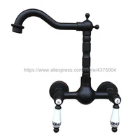 wall mounted two handles oil rubbed bronze finish kitchen sink bathroom basin faucet mixer tap nnf521
