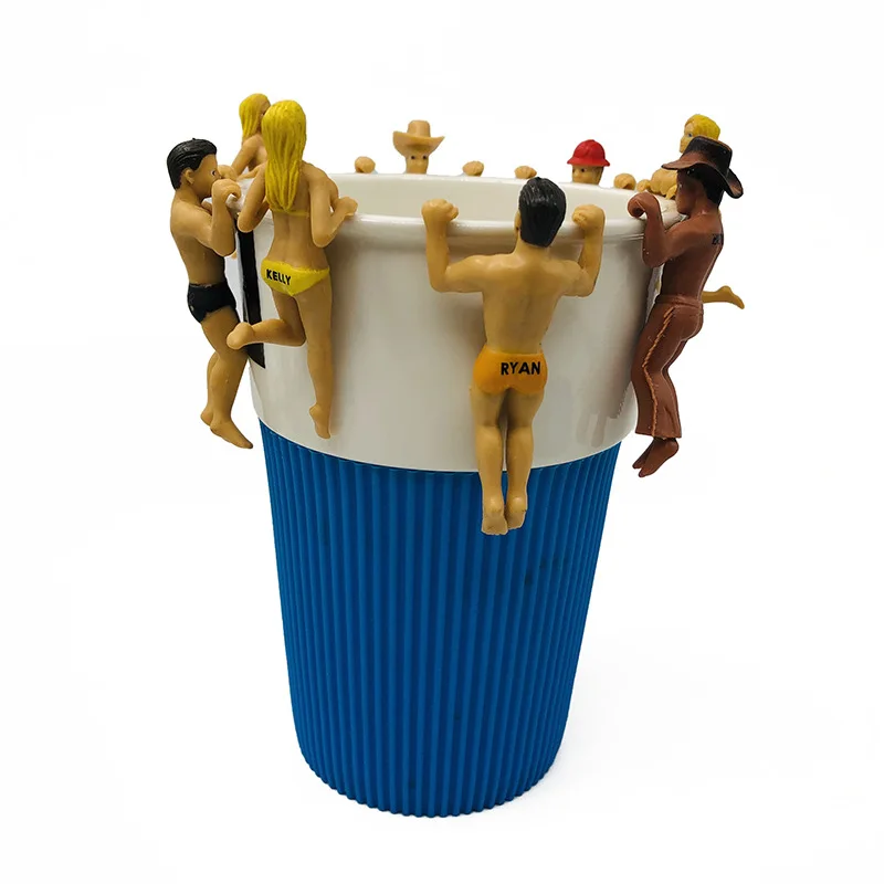 

PVC 6cm Cup Edge Hanging Dolls Bikini Mini Figures Toys Environmentally Friendly Man and Woman Doll Model Collections