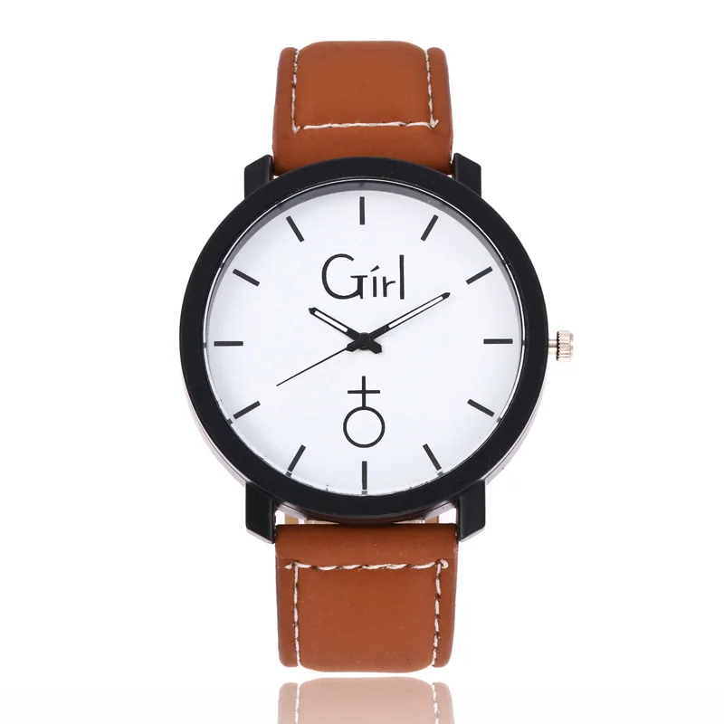 

Simple Round Dial Quartz Watch PU Leather Strap Wristwatch for Girls Boys Couple Gifts LL@17