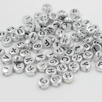 silver round letter Много видов 6 мм 100 шт бусины в форме букв алфавита акриловые бусины для изготовления ювелирных изделий для женщин и детей DIY браслет ожерелье Фурнитура - Цвет: silver round letter