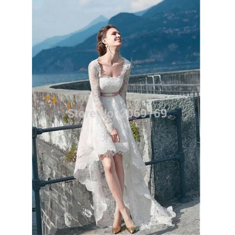 Женское шифоновое свадебное платье элегантное с длинным рукавом и завязкой