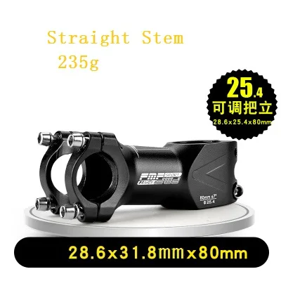 Black 25.4-80mm MTB DH, горный велосипед, дорожный велосипед, складной велосипедный стержень, 25,4 мм, 31,8 мм, руль, передняя вилка, 28,6 мм, регулируемый стержень, черный, красный, синий - Цвет: Black 25.4-80mm