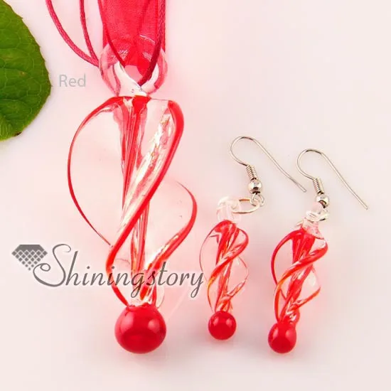twist handmade blown lampwork murano glass pendants and earrings jewelry sets cheap fashion jewellery | Украшения и аксессуары