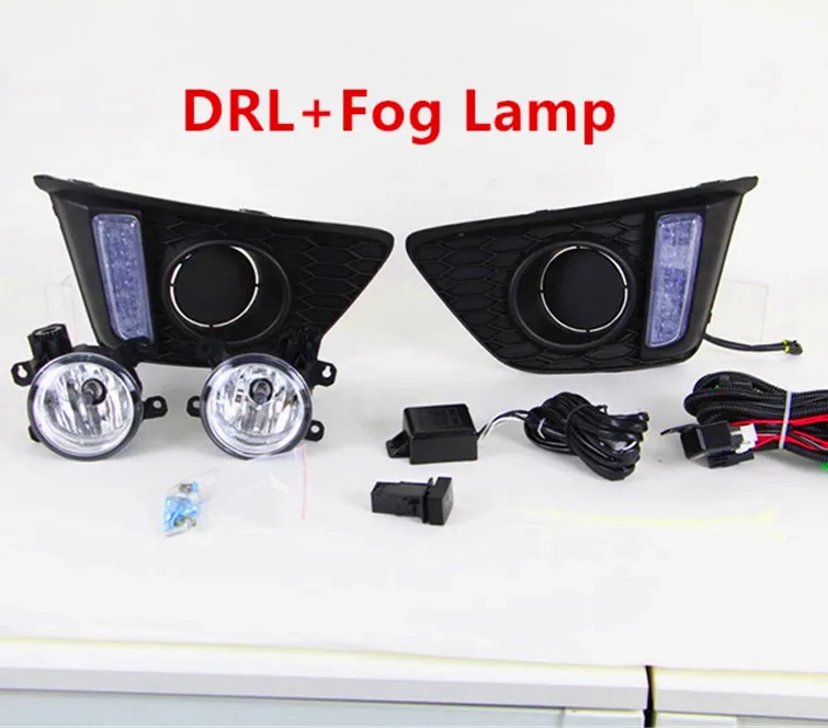 Fog Lamp and DRL Автомобильная проблесковая 2 предмета для Honda Jazz Fit DRL Противотуманные фары Крышка Габаритные огни с сигнальные лампы 12V дневной свет - Цвет: Fog Lamp and DRL