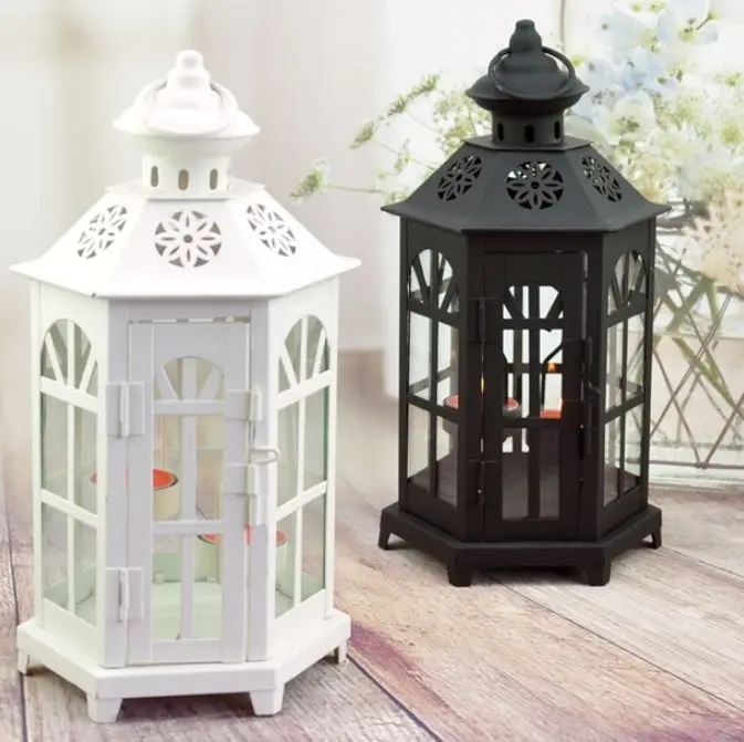 Creative Metal Hollow Candle holders White and black Craft Light Tea Home Decoration Candlestick Wedding Chandelier | Дом и сад