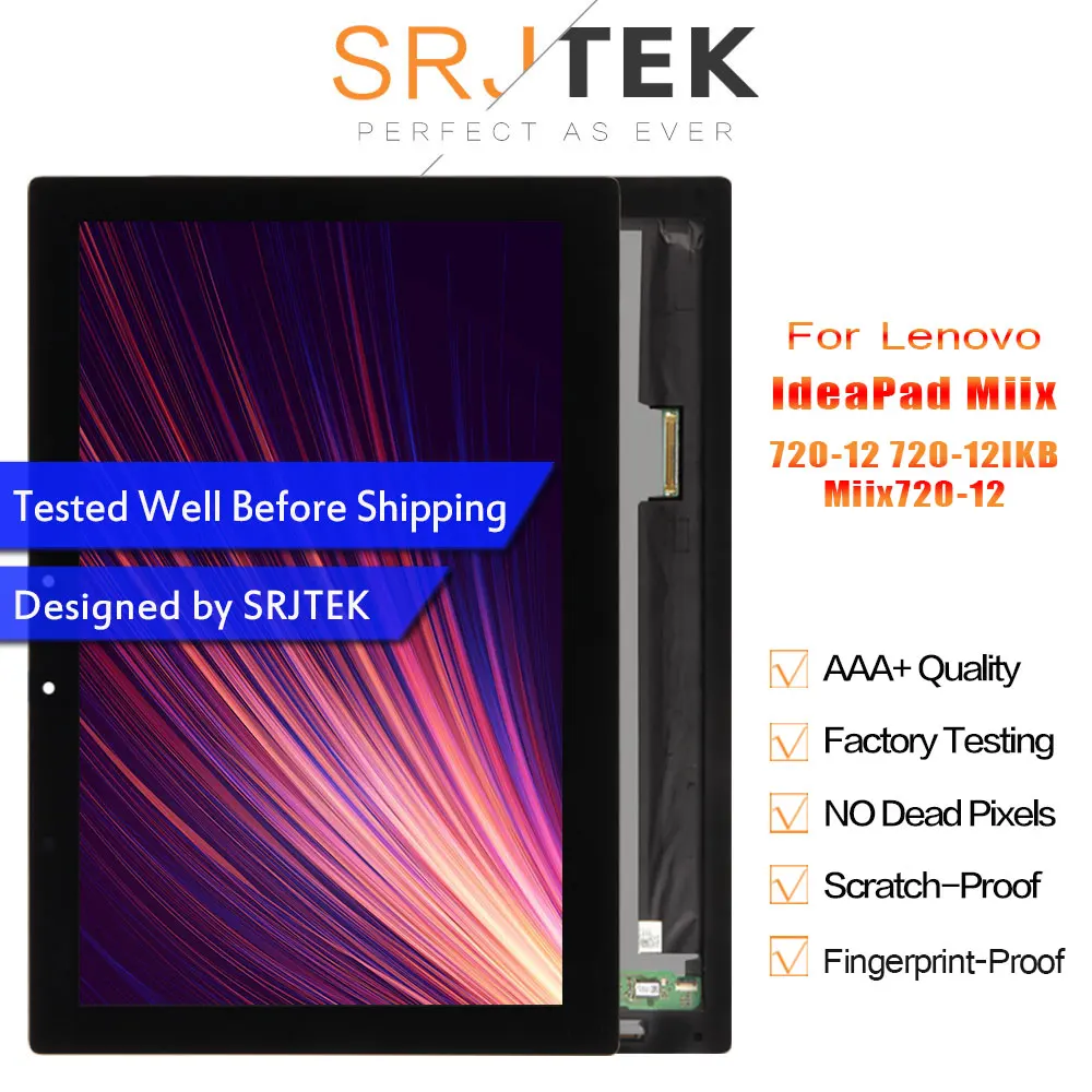 

Srjtek 12,0 "для Lenovo IdeaPad Miix 720-12 720-12IKB Miix720-12, сенсорный экран, дигитайзер, ЖК-дисплей, сменный планшет в сборе