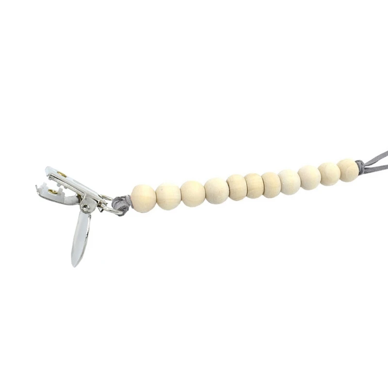 Baby Wood Beaded Pacifier Clip Dummy Chain Nipple Holder Infant Soother Teether