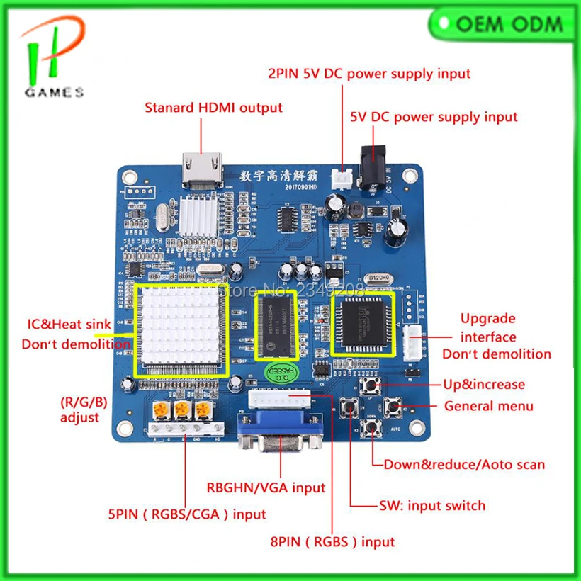 5 шт. VGA/RBGS/RGBSHV к HDMI конвертер аркадная игра видео доска 15 K 24 31K | Спорт и развлечения