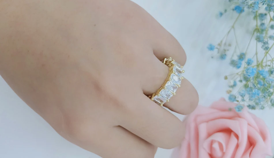 ORSA JEWELS женское кольцо обручальное и обручальное кольцо Роскошные AAA ослепительный фианит Вечность Кольца Модные женские ювелирные изделия AOR146