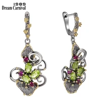 dreamcarnival 1989 gorgeous zirconia flower earrings for women vintage ethnic style two tone cz jewelry hot drop shipping we3873