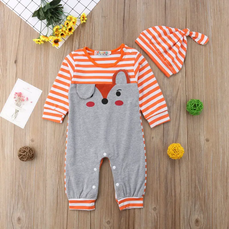 2 шт./компл. зимняя одежда для малышей комбинезон в полоску с длинными рукавами и
