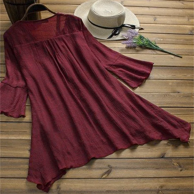 Фото 3 Color Five-point Sleeve Skirt Women Tops Bell V-Neck Big Hem Solid Sweet Loose Fashion New 3 Color Five-point Sleeve Skirt Women Tops Bell V-Neck Big Hem Solid Sweet Loose Fashion New