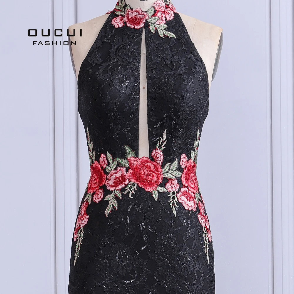 Кружевное длинное вечернее платье без рукавов с лямкой на шее Robe De Soiree Винтажное