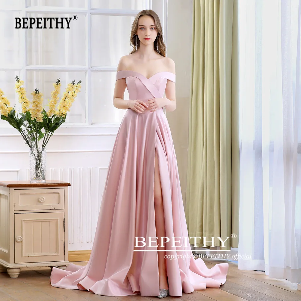 2021 BEPEITHY весеннее Платье De Soiree розовое вечернее платье с открытыми плечами