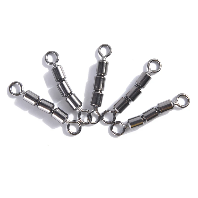 

10pcs/lot High Speed strength Fishing triple Rolling Swivel Barrel Connector Size2 4 6 8 10 Fishing Tools Tackle Accessories