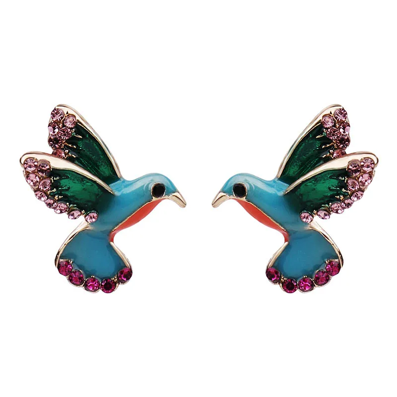 Fashion Punk Style Animal Earring Enamel Bird Drop Anti Allergy Women Crystal | Украшения и аксессуары