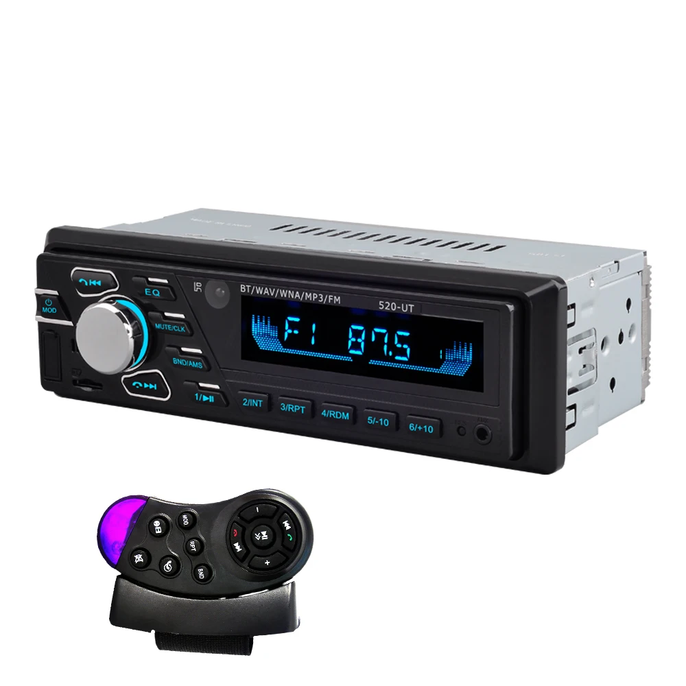 520UT 12V Bluetooth стерео аудио в тире Один 1 Din FM приемник Aux вход USB MP3 WMA радио плеер BT