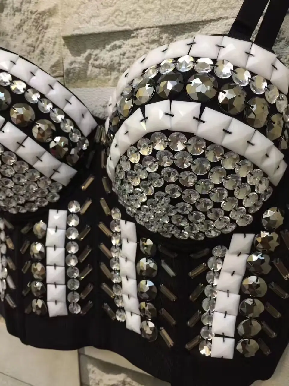 Роскошный Модный хлопковый бюстгальтер ручной работы со стразами и жемчугом|crop