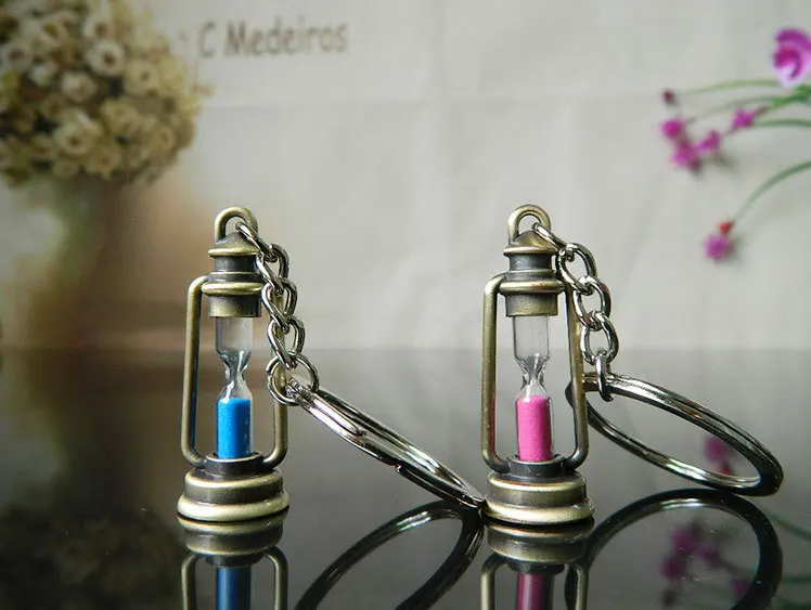 2018 Симпатичные металлические песочные часы в форме лампы брелок кольцо