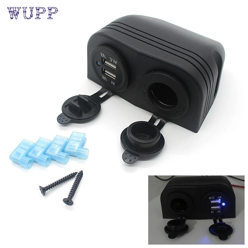 WUPP Универсальный 12VDual автомобильный мото USB прикуриватель разъем цифровой