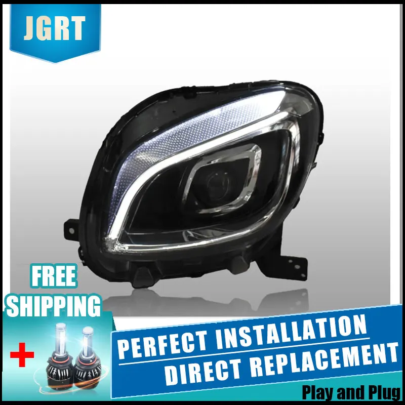 2PCS LED Headlights For Benz smart 2015-2018 Car Led Lights Double Xenon Lens Accessories Daytime Running Fog | Автомобили и