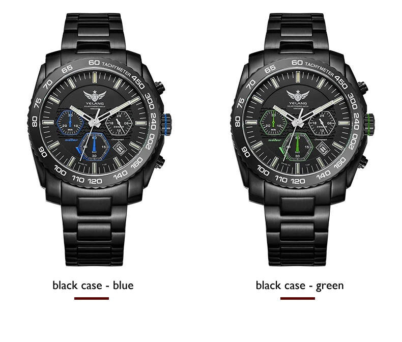 Новое поступление YELANG V1210 Eco-Drive Move men t T100 Тритий светящийся стальной ремешок сапфировое зеркало мужские деловые часы наручные часы