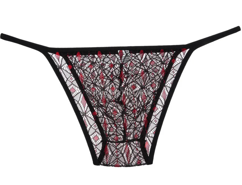

Men's Lace Rope Bikini Brief Mussy Net Gay Sissy Pouch Mini Briefs Underwear Hollow Short String Pants