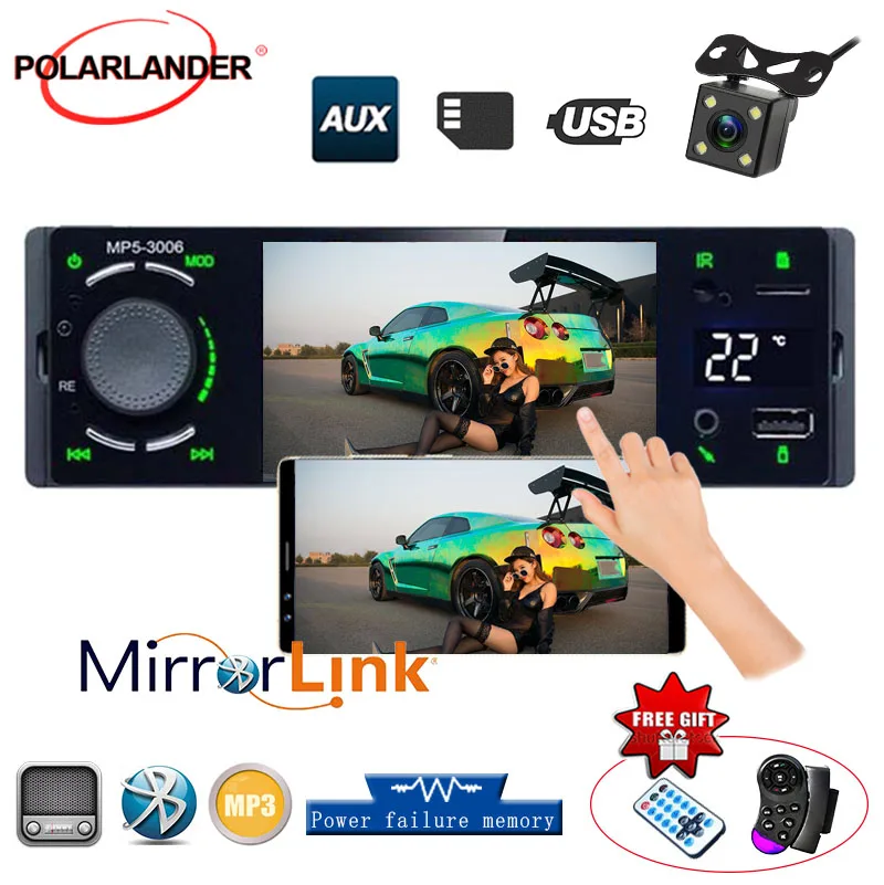 Авторадио Автомобильный радиоприемник 1din 4.1 &quotавтозвук mirrorlinklink Android стерео Bluetooth
