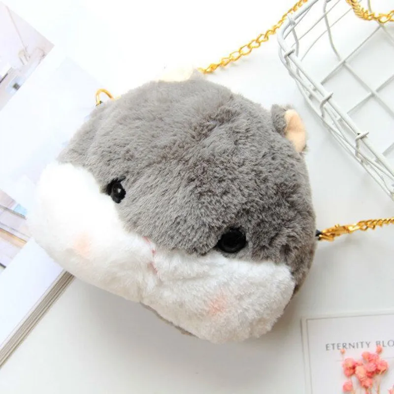 1 шт. 15*19 см Kawaii Плюшевые животное Хомяк Сумка Симпатичные мягкие плечо портмоне плюшевые сумки для девочек детей подарок на день рождения