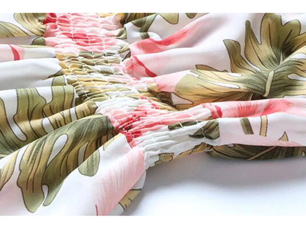 

Sexy off shoulder long backless jumpsuit chiffon romper women Sashes jumpsuit playsuit rompers Summer print overalls 2019